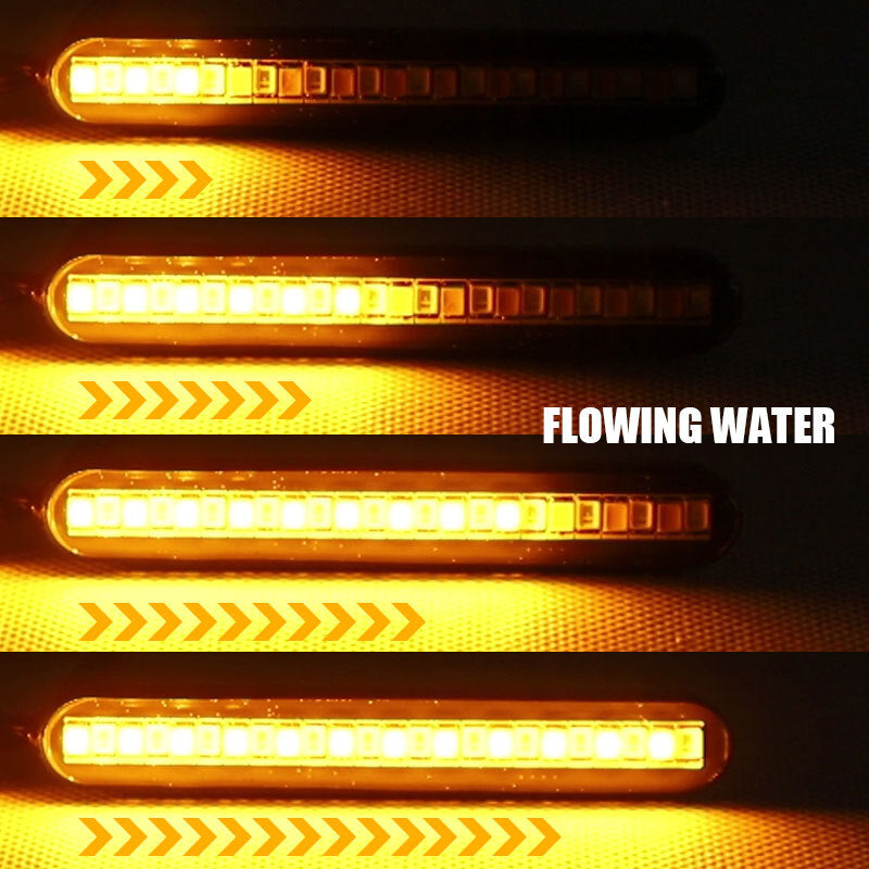 2X Amber Red Motorcycle LED Brake Stop Turn Signal Flowing Tail Light Strip Bar