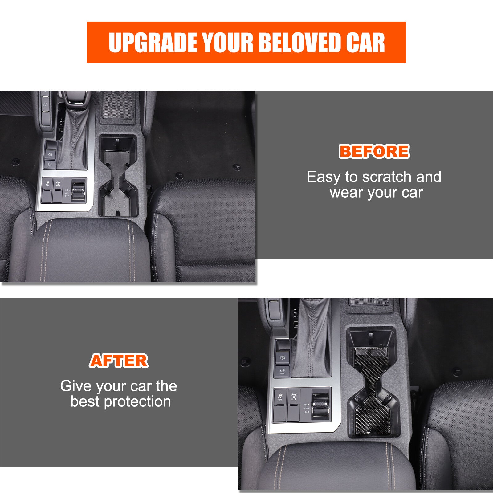 The center cup holder cover is compatible with 2024-25 Prado for Land Cruiser LC250. n
