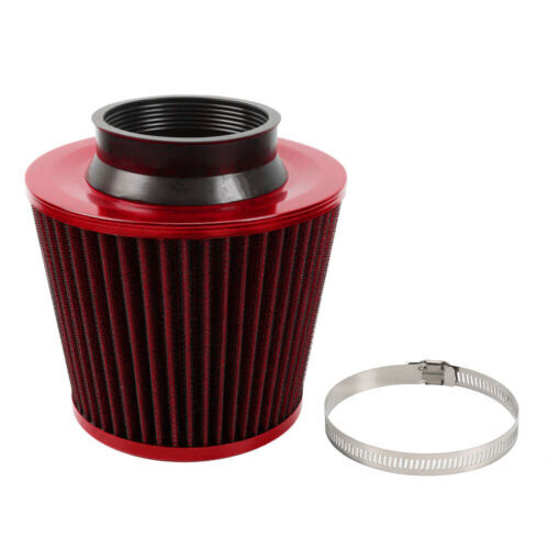 Red 3 76mm High Flow Inlet Cold Air Intake Cone Replacement Dry Air Filter Q