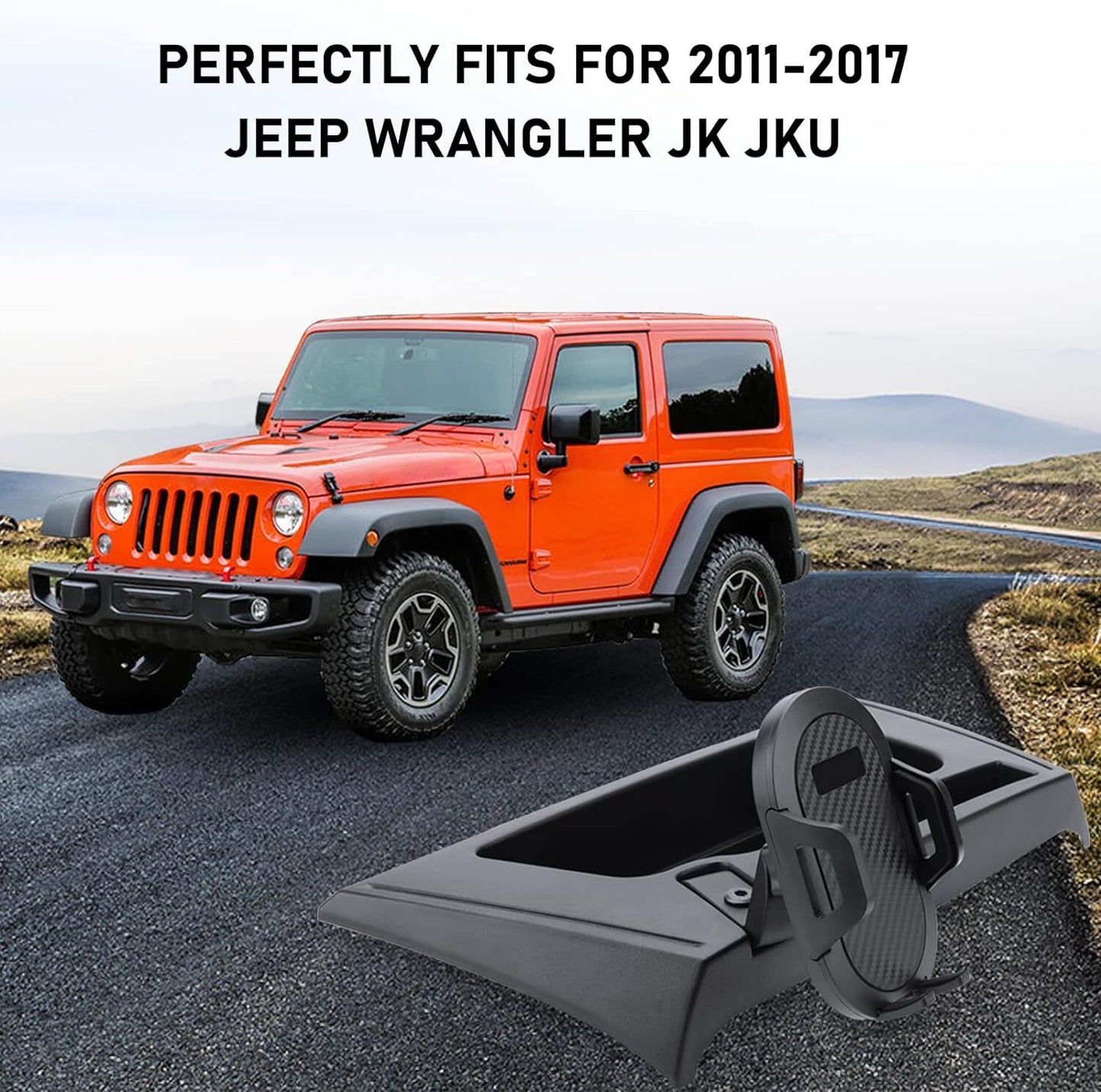 Upgrade phone holder mount for 2011-2017 for Jeep for Wrangler dashboard storage box tray - n