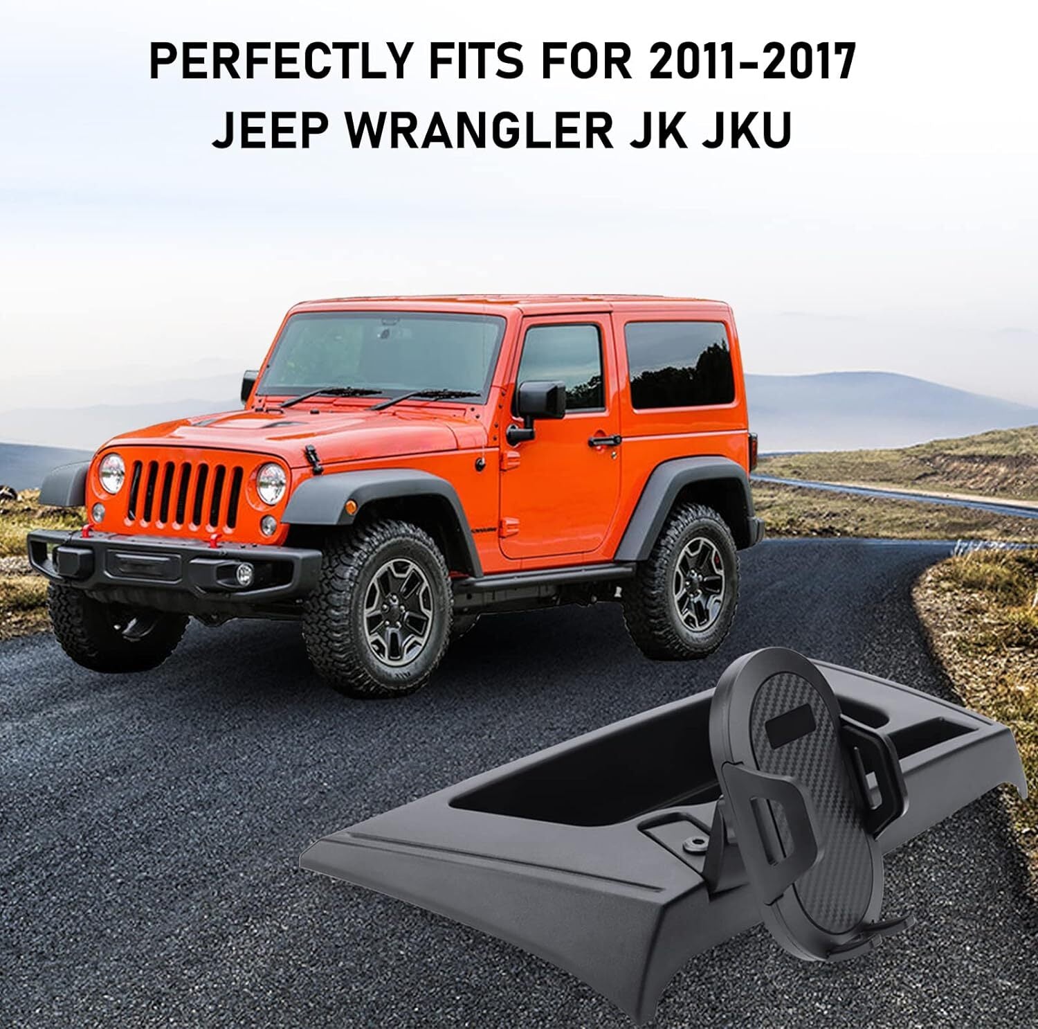 Upgrade phone holder mount for 2011-2017 for Jeep for Wrangler dashboard storage box tray - n