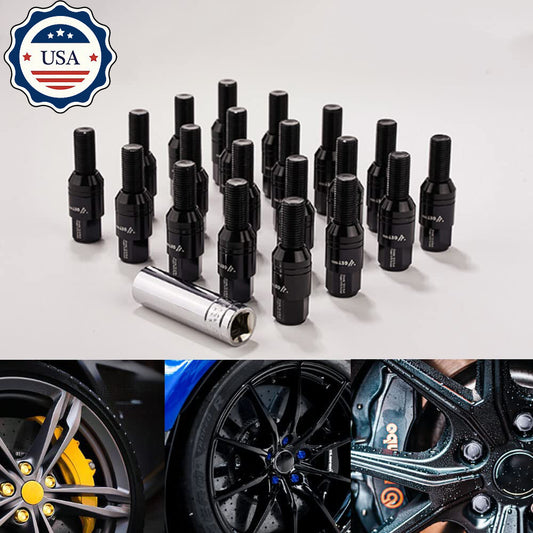 M12x1.25 Wheel Lug Bolts 20pcs Cone for Seat Studs 28mm Shank for Jeep for Chrysler Blk