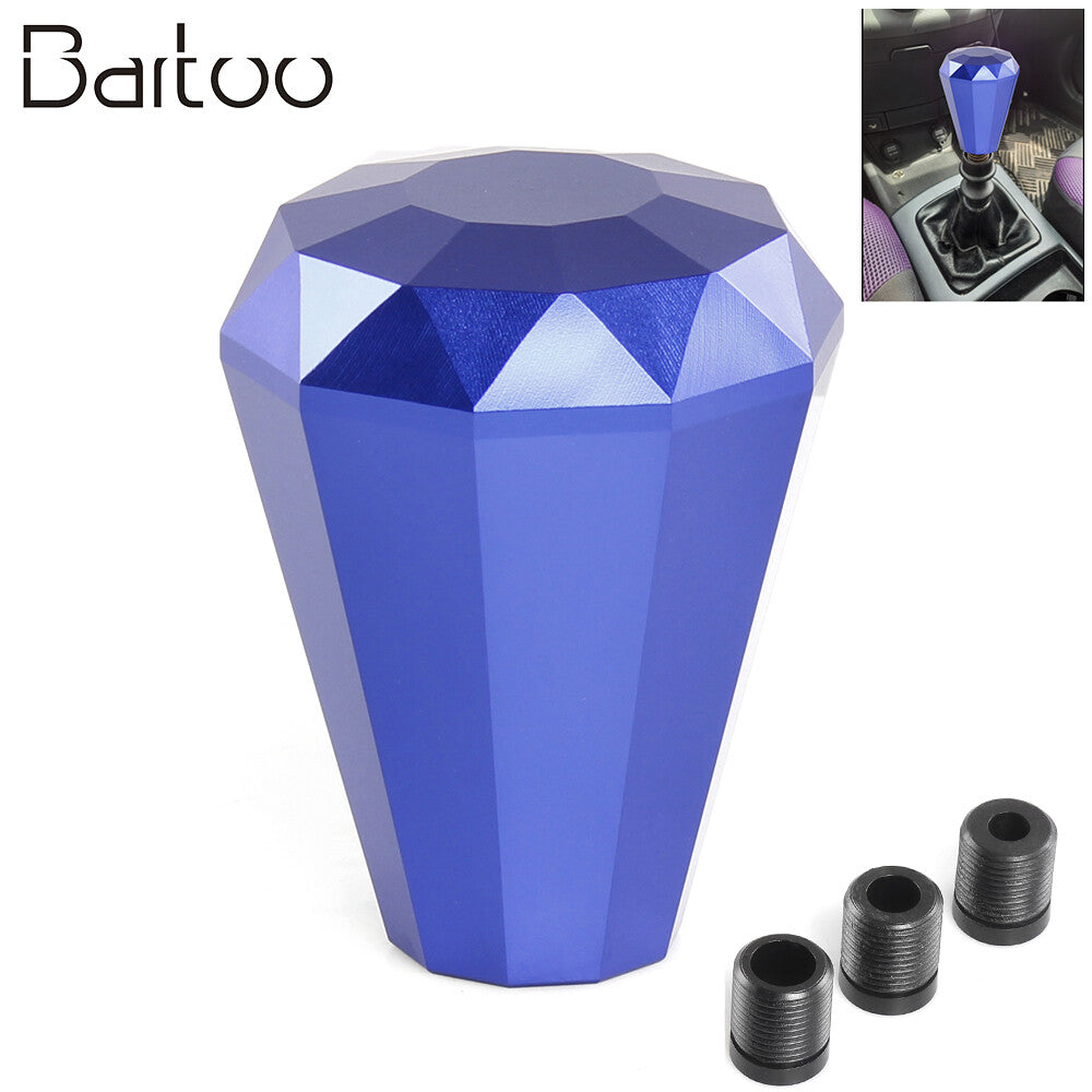 Aluminium Blue Diamond Gear Shift Knob Manual Shifter with Head Adapter