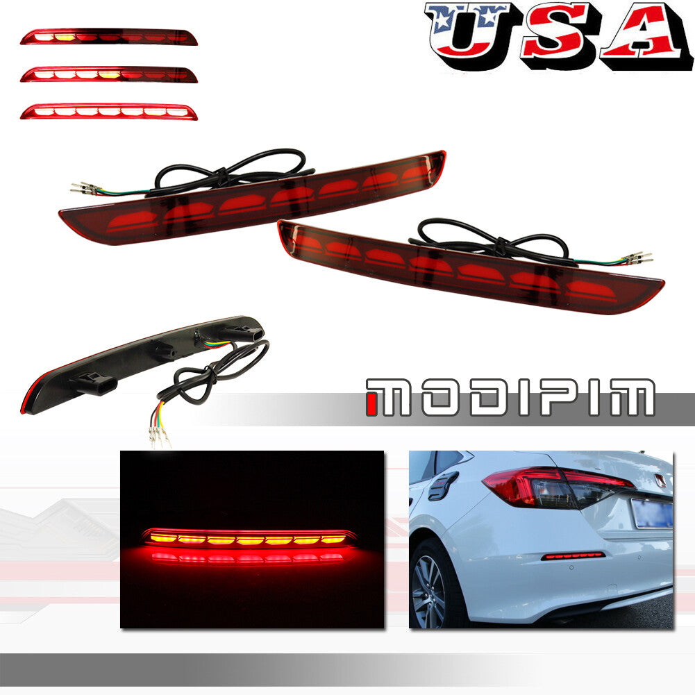 For 2022 and above for Honda for Civic Red Lens Rear Bumper Brake Turn Signal Tail Light - v
