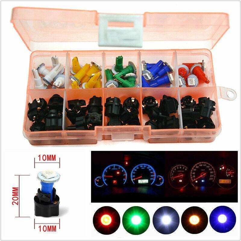 12V Car Dashboard Light T5 Socket LED Hybrid Bulbs, 5 Colors, 30 Pieces n