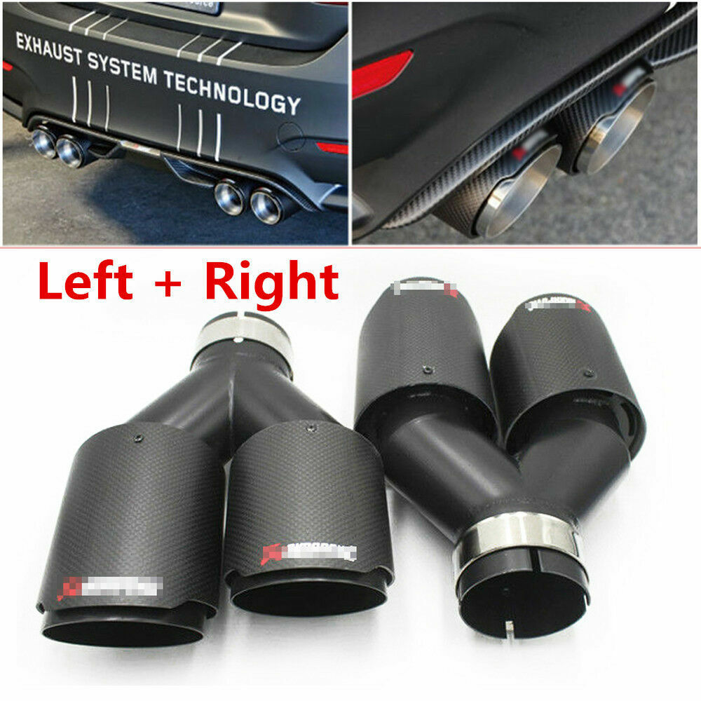 2pcs Carbon Fiber Dual Exhaust System Bottom Pipe ID: 2.5 OD: 3.5 Left + Right - n