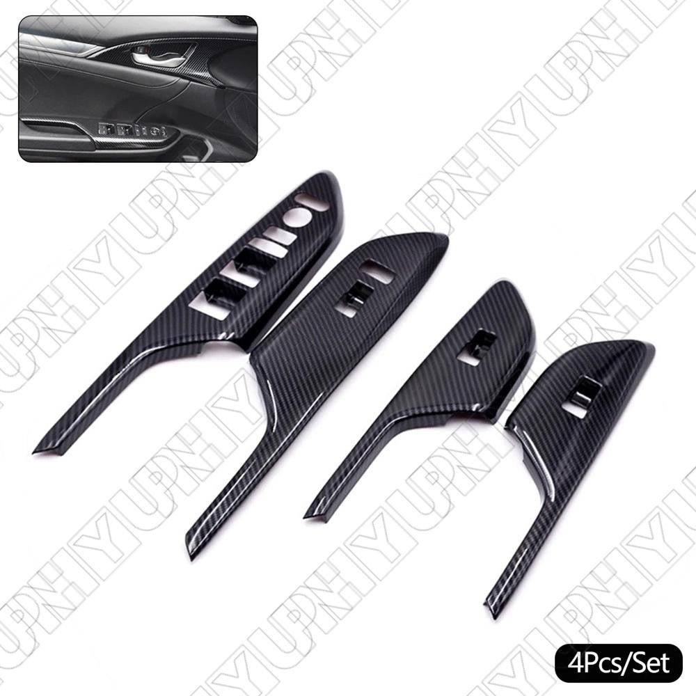 Carbon Fiber Look Interior Door Window Switch Cover Trim for Honda for Civic 2016-20