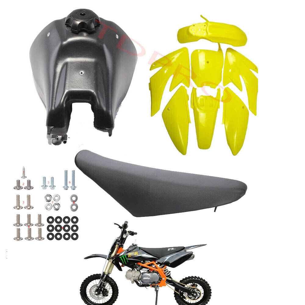 Yellow Plastics Kit Tank for Seat for Honda CRF70 XR70 Pit Dirt Bike 140cc 150cc 160