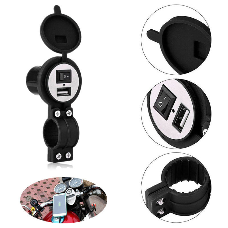 Motorcycle USB Charger Adaptor Button Waterproof Power Charger Socket Adapter