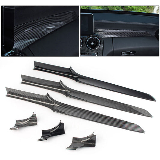 2pcs Inner Console Dashboard Trim ABS Glossy Black Fit for Mercedes-Benz W205 X253