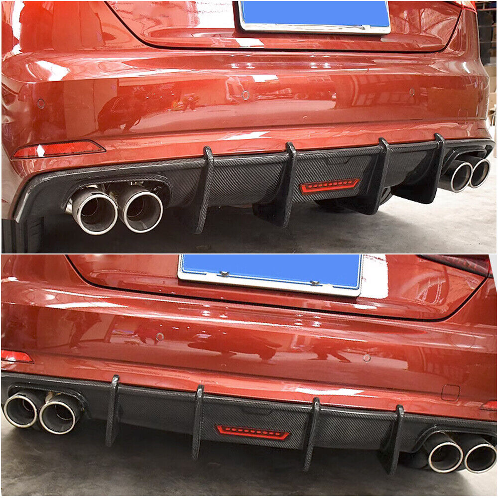Carbon Fiber Rear Bumper Diffuser Lip Spoiler Fit for Audi A4 B9 Sedan 2017-2019 n