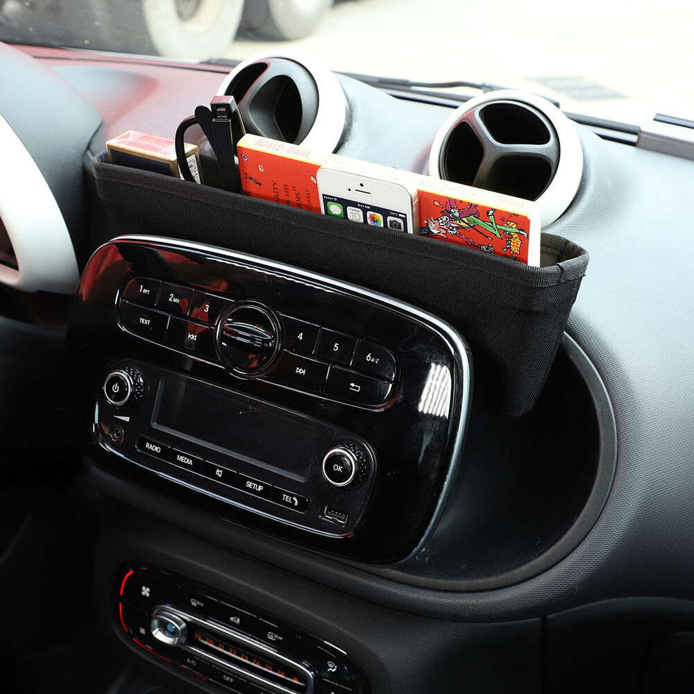 for Smart Fortwo 2016-2021: Cloth center console storage pocket. n