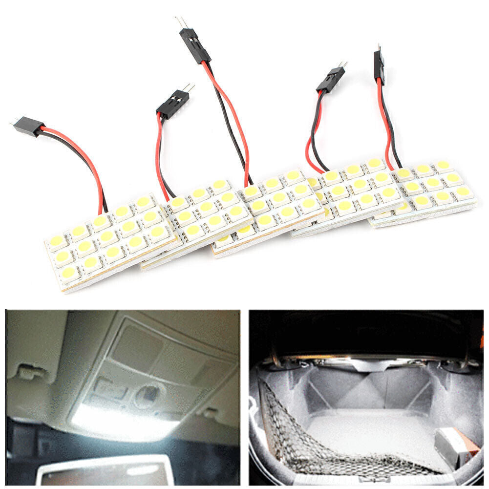 5x White LED 5050 15SMD Panel Festoon T10 BA9S Adapter Interior Dome Light Q