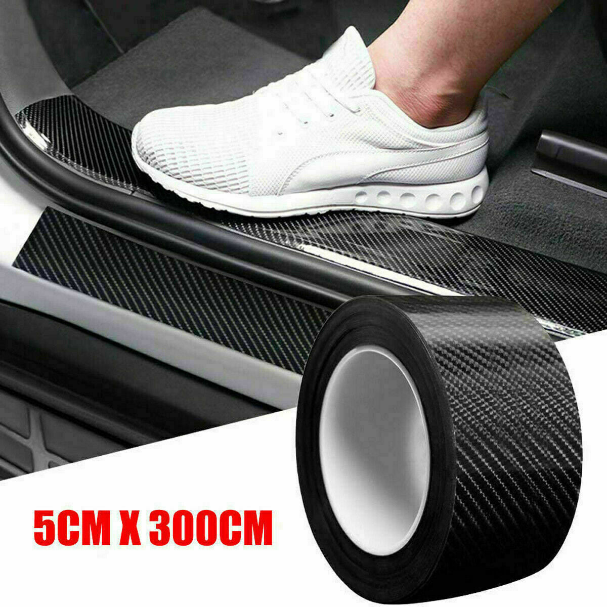 Car Black Carbon Fiber Scuff Plate Entry Strips - Cover Protection - Protection