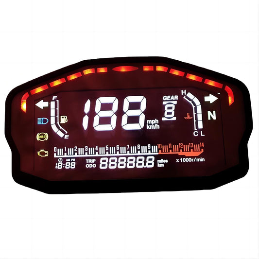 Universal Digital Motorcycle LCD Tachometer Speedometer Odometer Gauge KM/H MPH