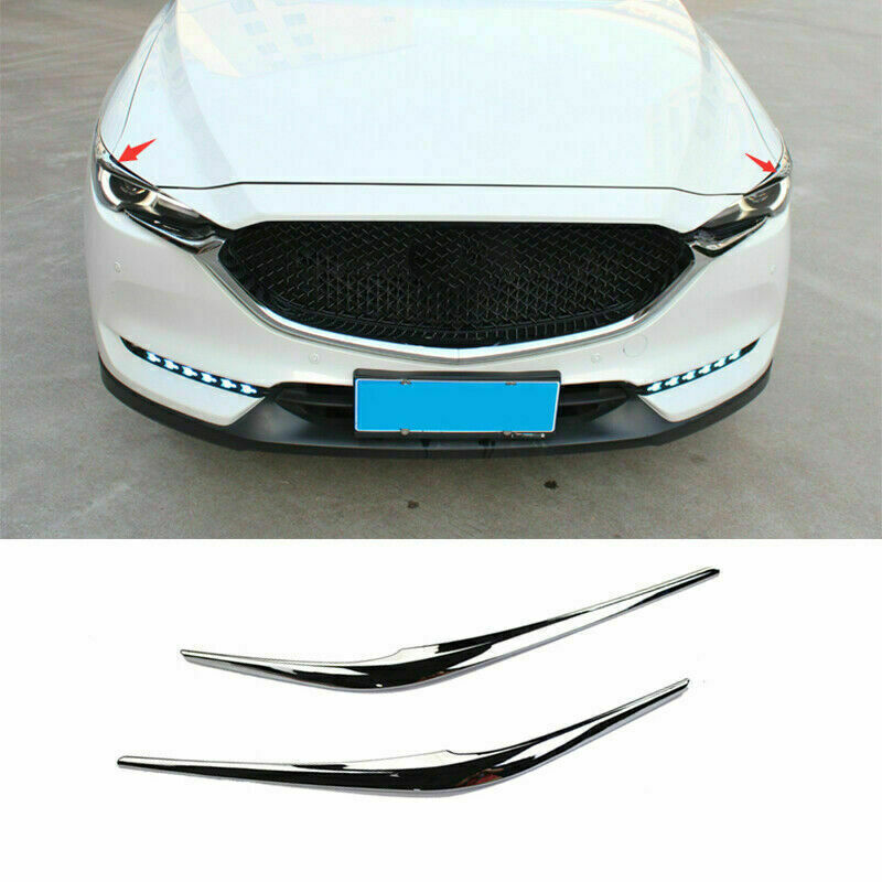 Chrome Style Headlight Eyebrows Lamp Strip Trim Garnish for Mazda CX-5 2017-21