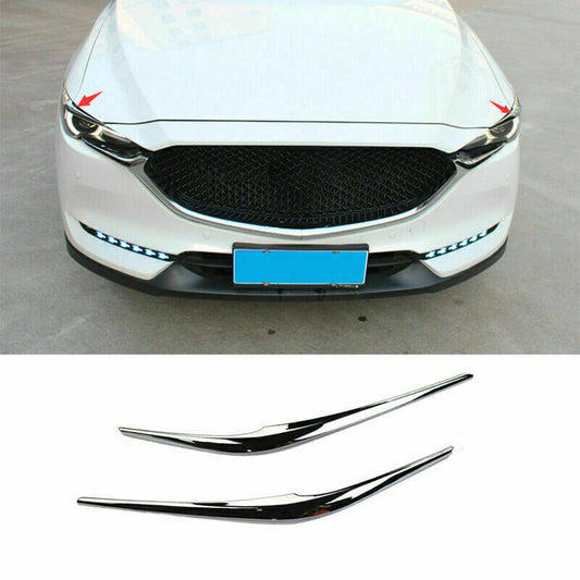 Chrome Style Headlight Eyebrows Lamp Strip Trim Garnish for Mazda CX-5 2017-21