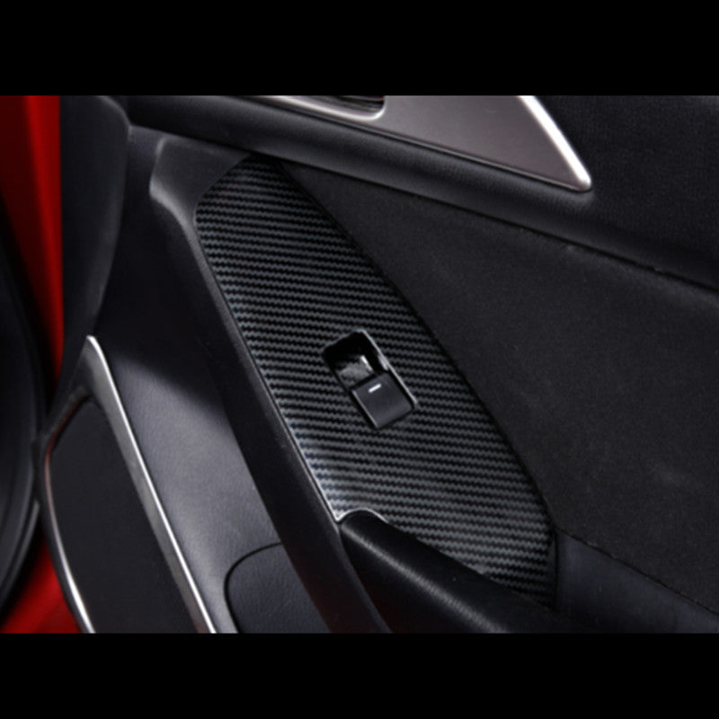 4P Carbon Fiber Inner Window Lift Switch Panel Cover Trim for Mazda CX-3 2016-21