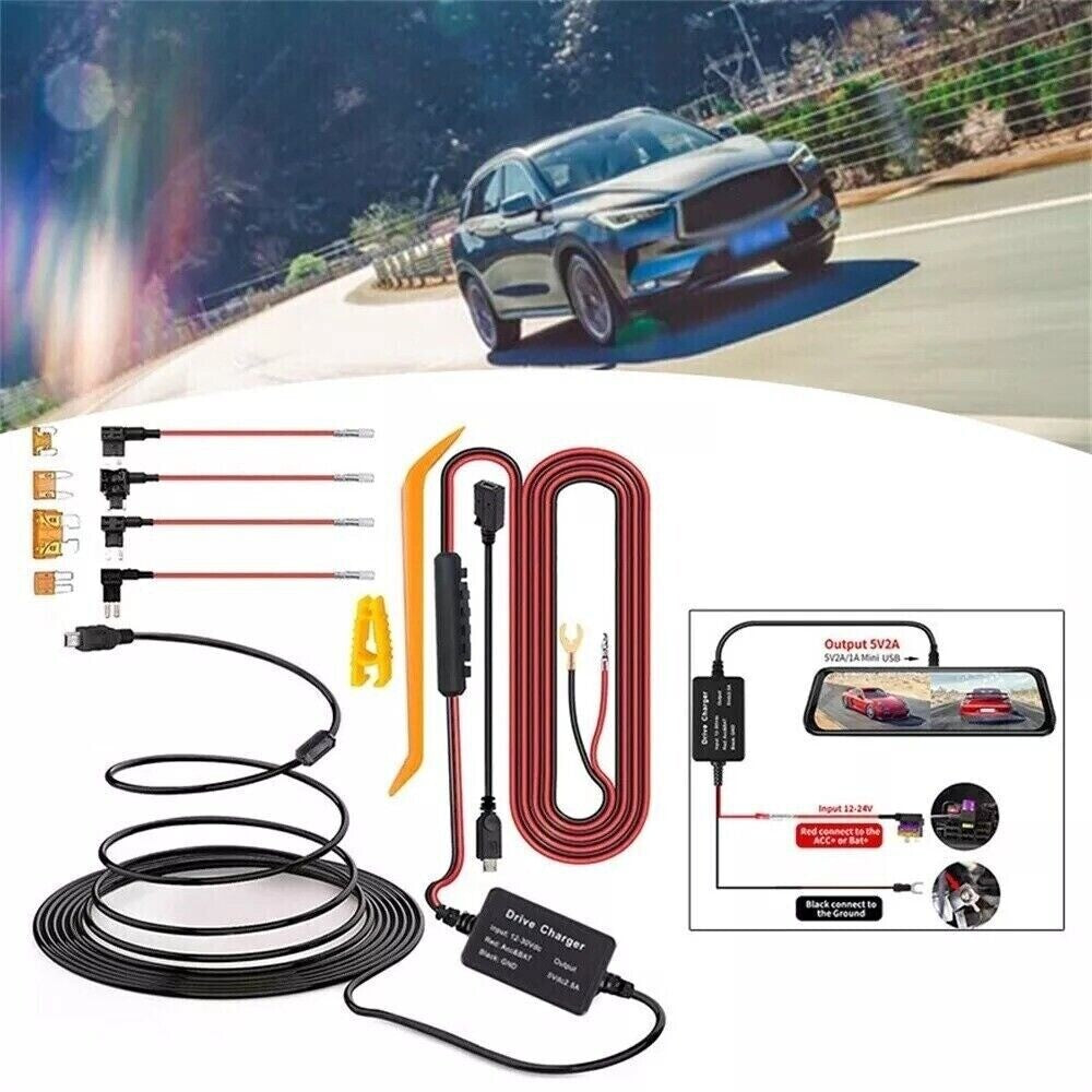 Car SUV Dash Cam Hard Wire Kits DC 12V-24V For Universal Camera for Mini -Micro USB n