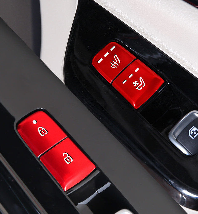 for Seat Door Lock Button Sticker Decor Trim for Kia Carnival 2022-2023 Red Aluminum
