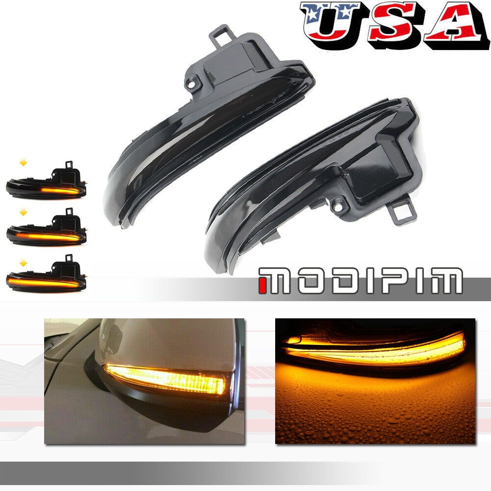 Smoked with amber LED sequential flashing side mirror signal lights for RAV4 Tacoma - v