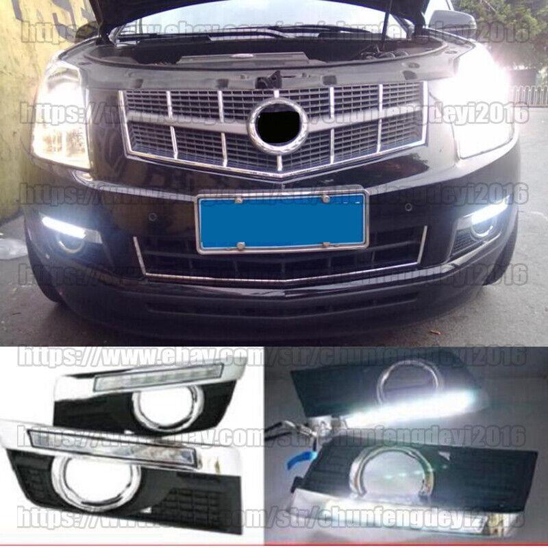 Daytime Running Lights DRL LED Fog Lamp Chrome Cover for Cadillac SRX 2010-2016