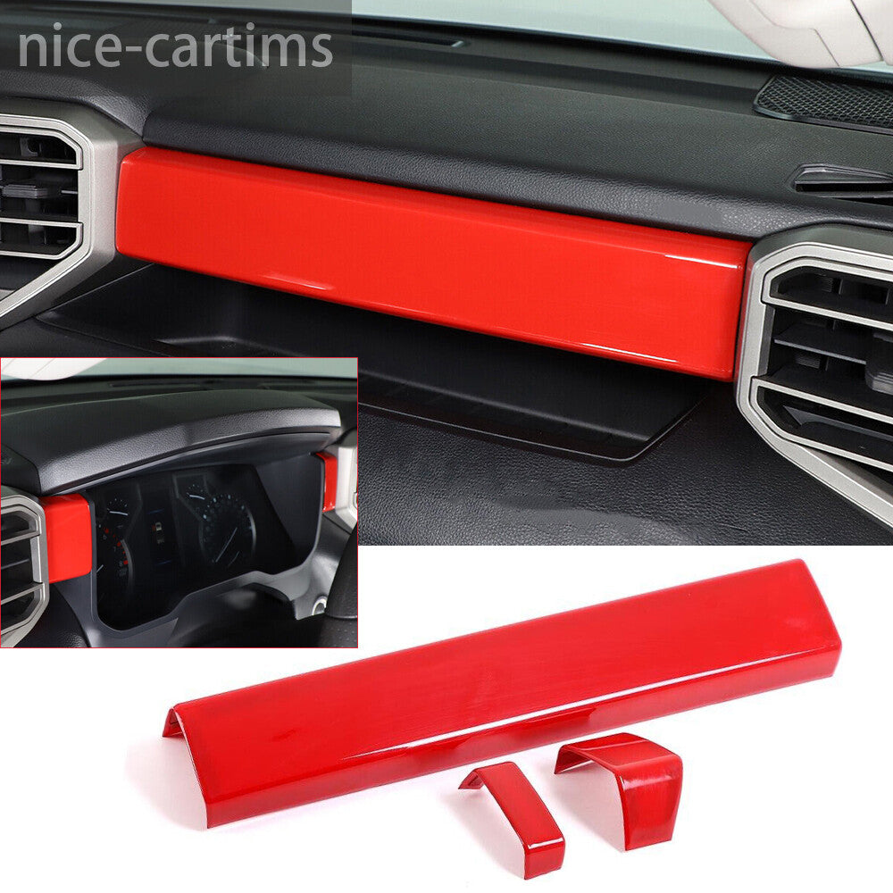 Red ABS Central Control Dashboard Panel Cover For Toyot@ Tundr@ /Sequoia 2022-23