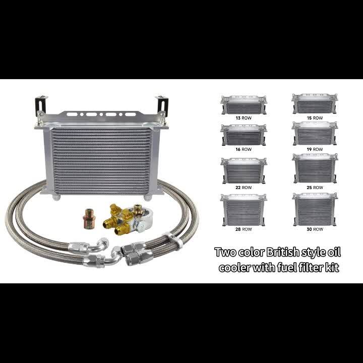 13 Row Engine Trust Oil Cooler w/Thermostat Oil Filter Adapter Kit + Bracket BL