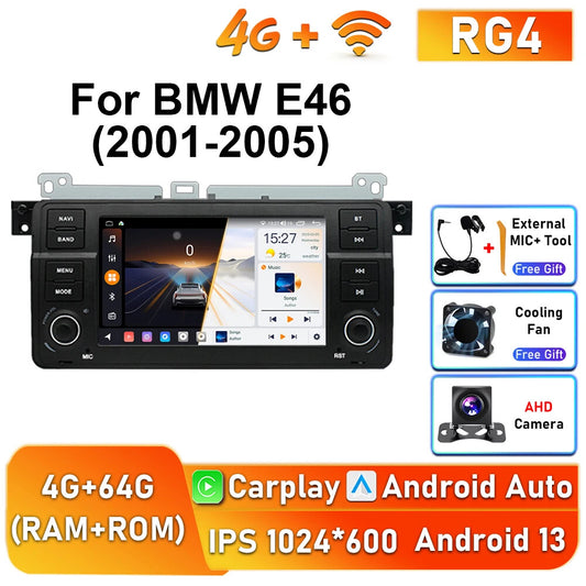 Android Auto CarPlay Car Radio for BMW E46 M3 2001-2005 Multimedia GPS Screen 4G