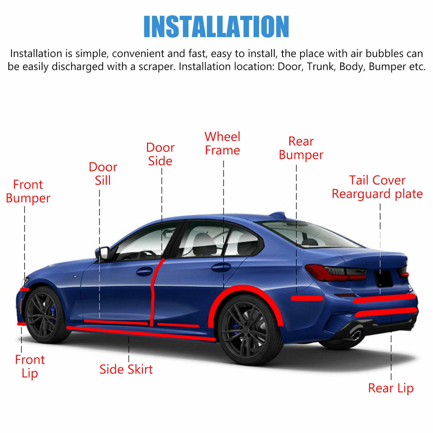 Car Door Carbon Fiber Protector Sill Scuff Cover Sticker Body Bumper Strip 39 in