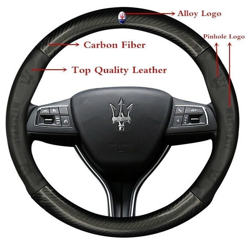 BLACK 15 Genuine Leather Car Steering Wheel New Cover for Porsche
