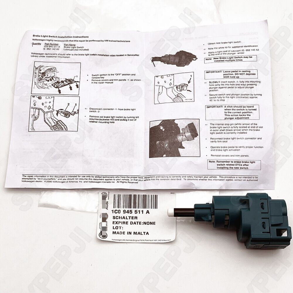 Brake light switch and clutch switch suitable for Audi , for Volkswagen T5, for Golf 4-seater / for SKODA 1C0945511A new