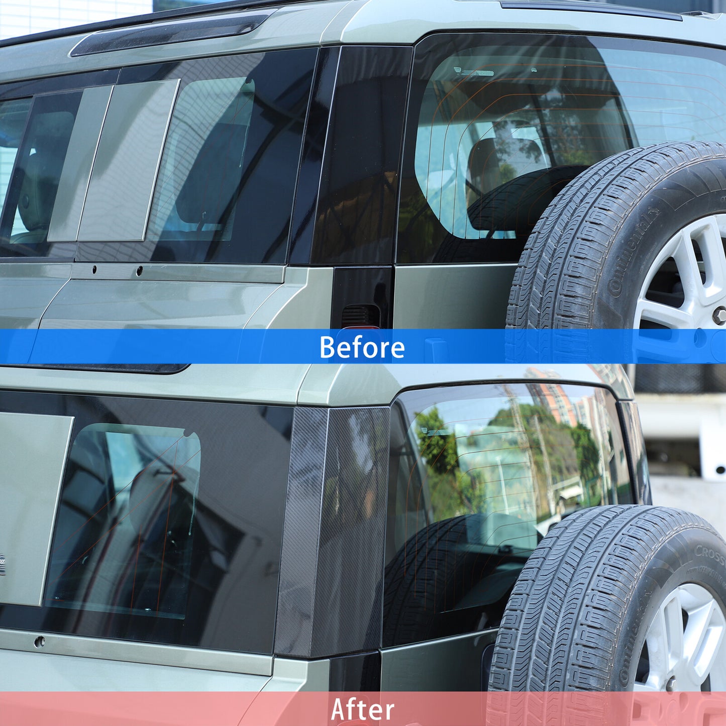 carbon fiber rear window side cover trim for Land Rover for Defender 2020 - 2024
