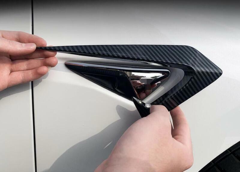 Fit For Model 3 2019-2023 Carbon ABS Side Camera Spoiler Strip Trim 2pcs n