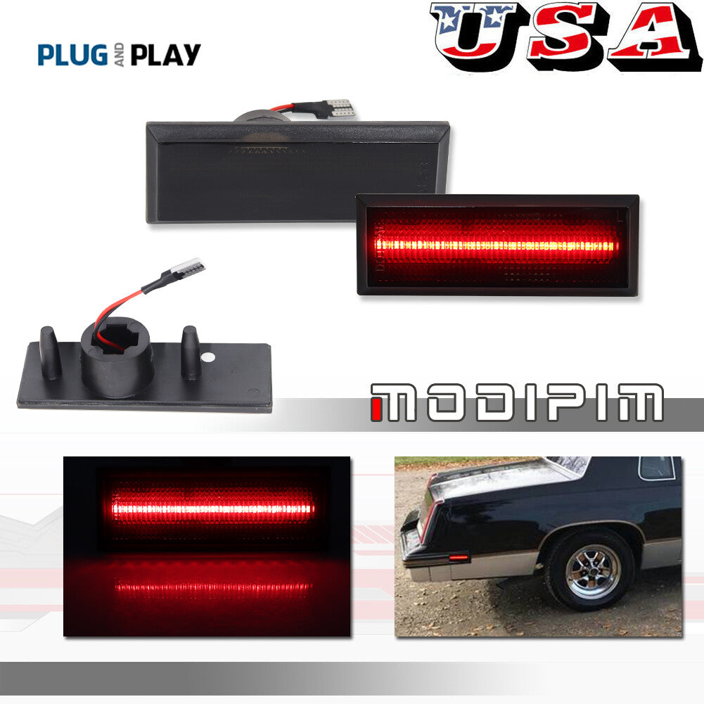 Suitable for 81-88 Cutlass smoked lens red LED rear quarter side marker light set- v