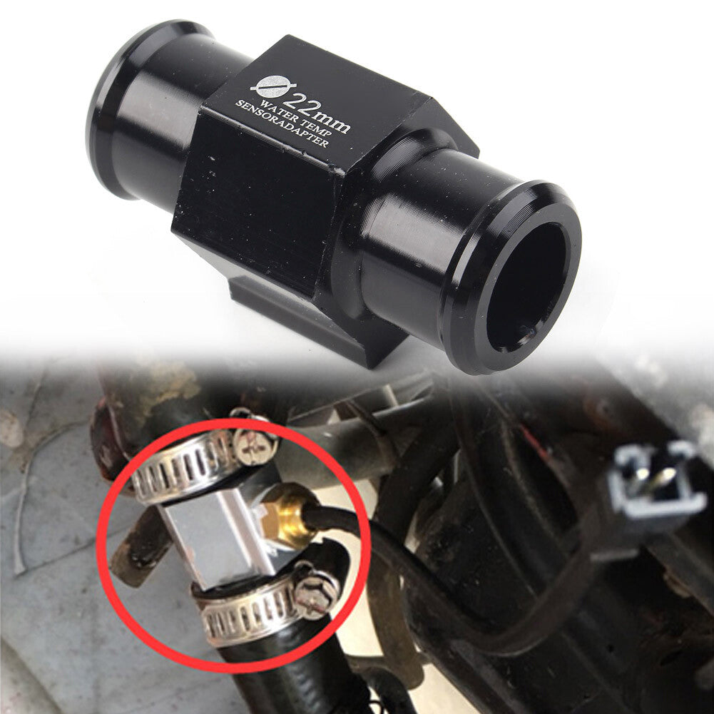 Black 22mm Water Temperature Pipe Gauge Meter Radiator Sensor Hose Adapter