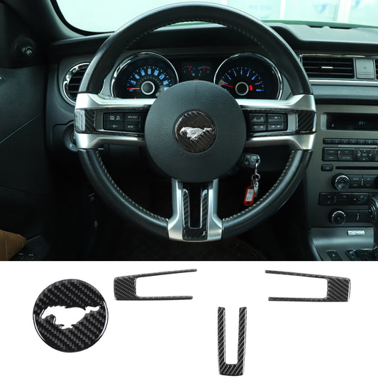 4-PACK Real Carbon Fiber Steering Wheel Cover Trim  for ford  for Mustang 2009-2013