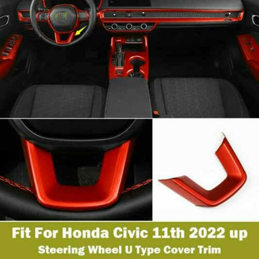 for Honda for Civic 11th 2022 Up Steering Wheel Sheet Cover Decor Matte Red 1PCS Q
