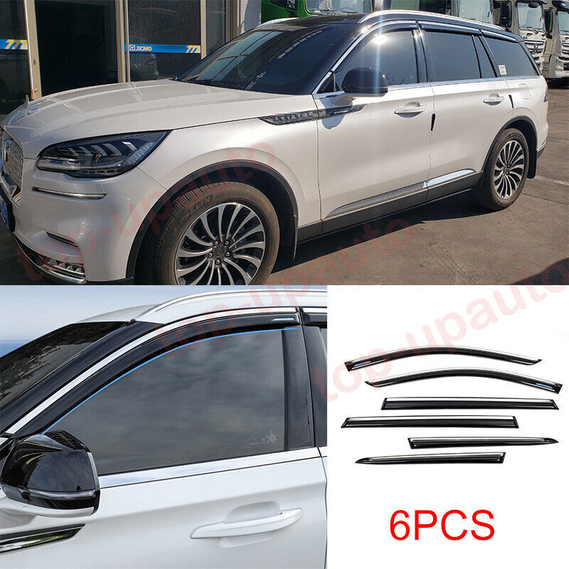 23-24 for Lincoln Aviator Chrome black Window Visor Vent Shades Sun Rain 6PCS B n