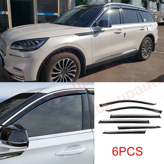 23-24 for Lincoln Aviator Chrome black Window Visor Vent Shades Sun Rain 6PCS B n