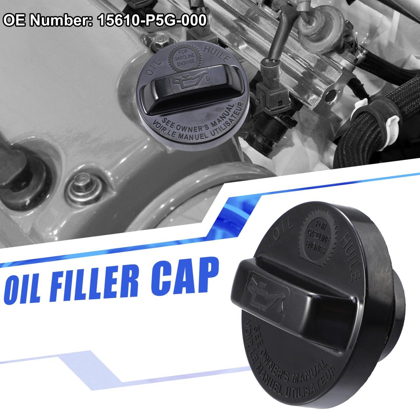 Oil Fuel Tank Cap Gas Plug Cover 15610-P5G-000 for Honda Accord 2008-2013 Black