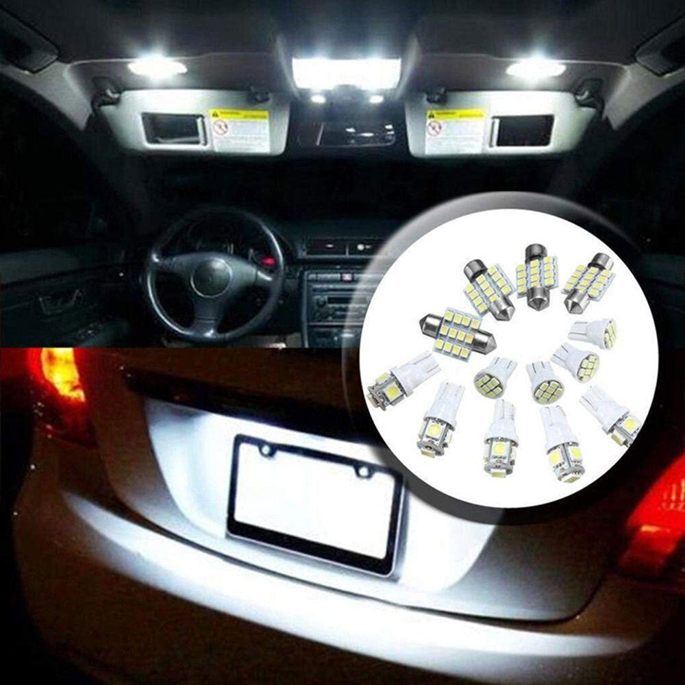 13PCS Auto Car Interior LED Lights Dome License Plate Lamp 12V Kit Accessories