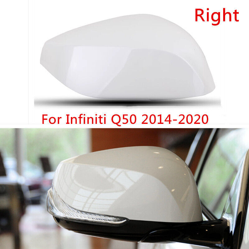 White Right Side Rearview Door Mirror Cover Shell Cap for Infiniti Q50 2014-2020