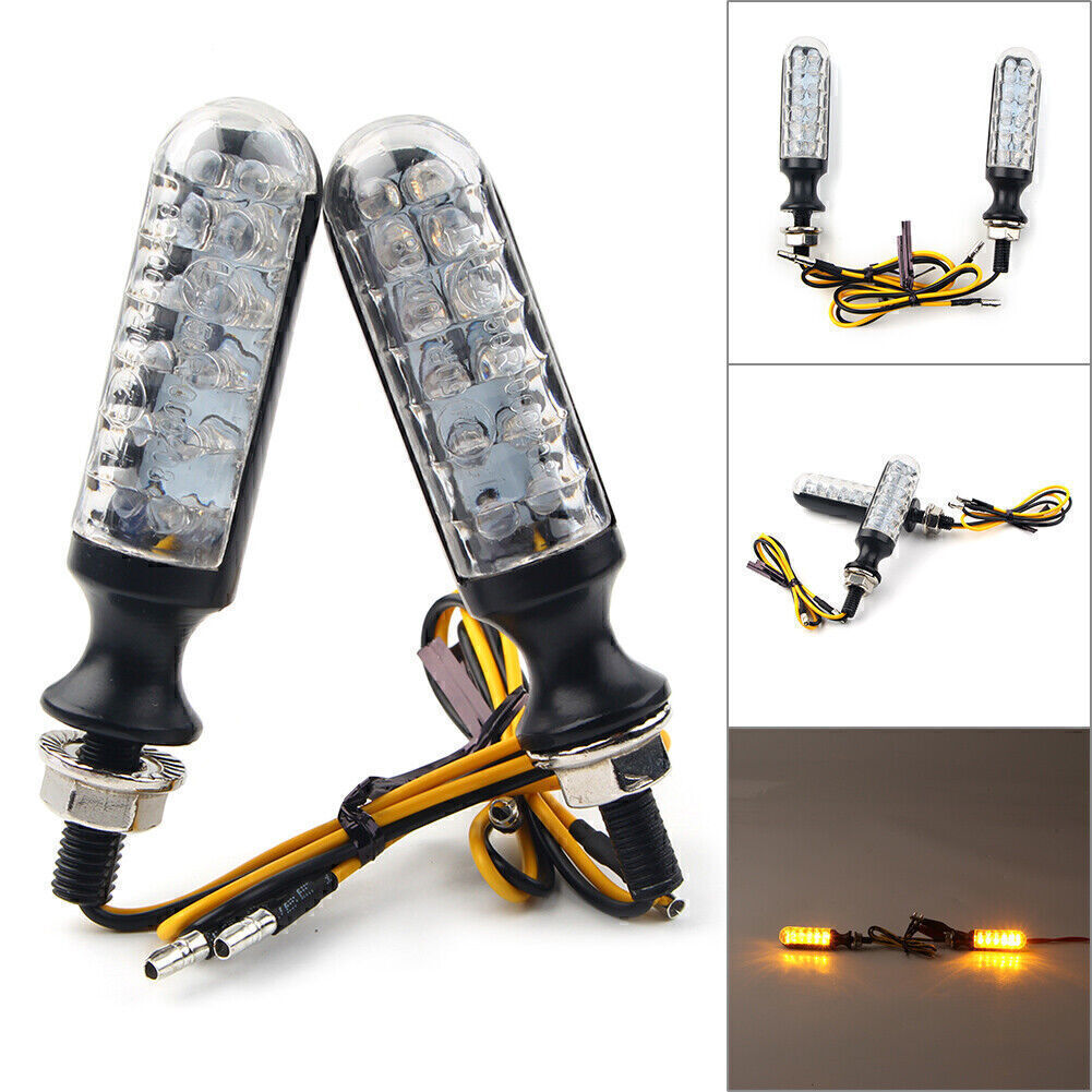 2¡ÁUniversal Motorcycle 12V LED Turn Signal Lights Indicator Blinker Amber Bulbs Q