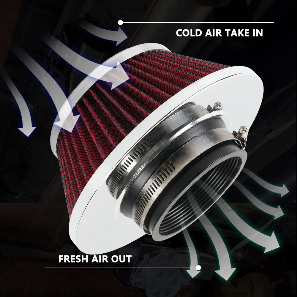 3 76mm High Flow Dry Red Air Filter Cold Air Intake Air Filter Mushroom Head Q