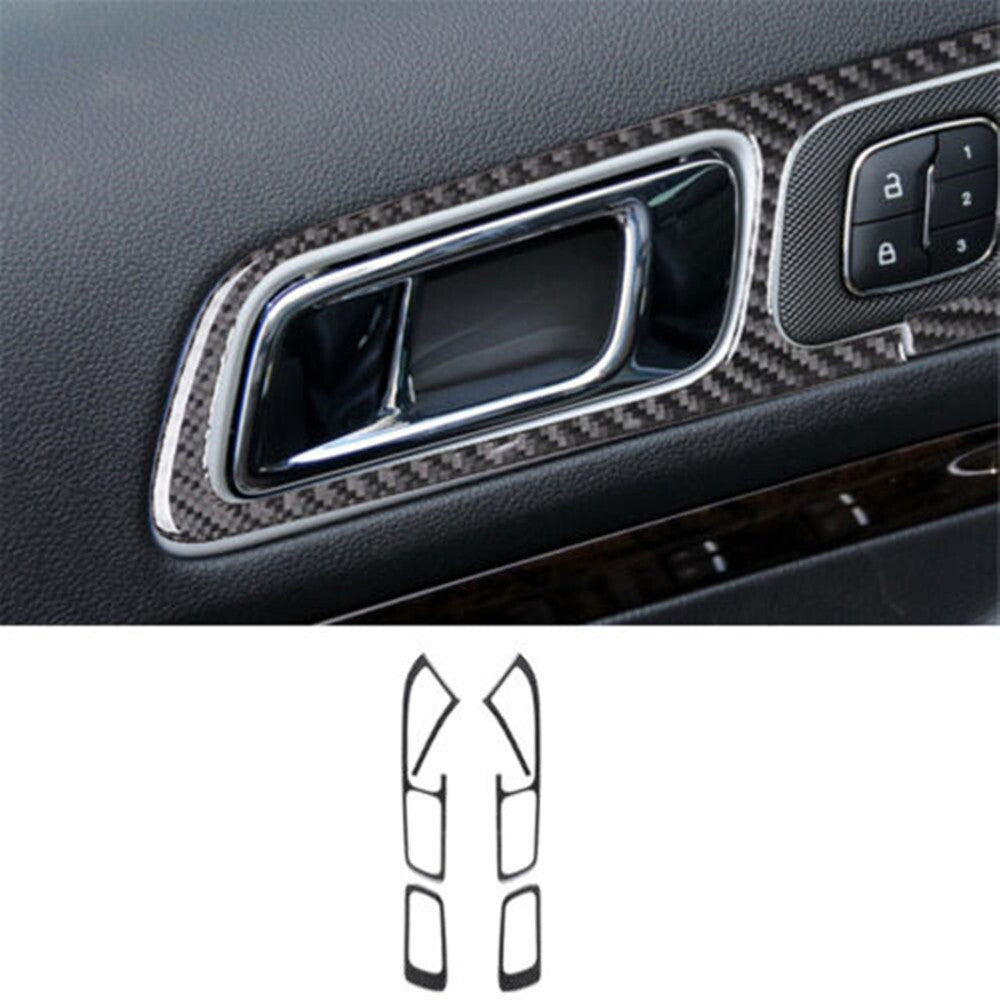 4Pcs Carbon Fiber Interior Door Handle Trim Panel for Ford Explorer 2011-2014
