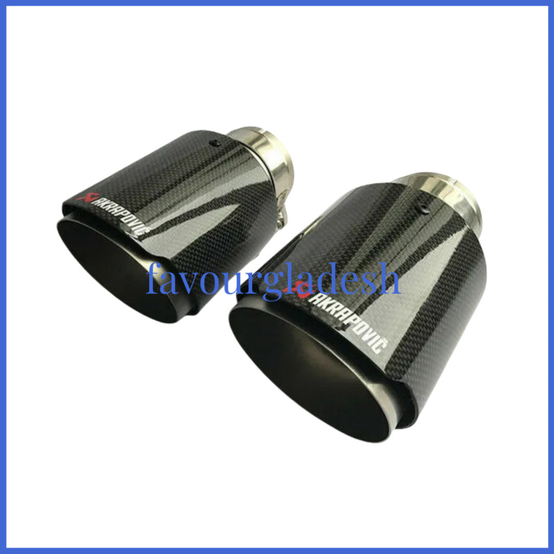 2 X IN 2.5 63MM OUT: 3.5 89MM Akrapovic Glossy Carbon Fiber Pipe Exhaust Tip