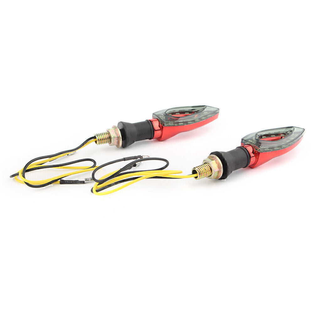 2x Motorcycle LED Turn Signal Lights Indicator Blinker Bolt-on Amber Light Red