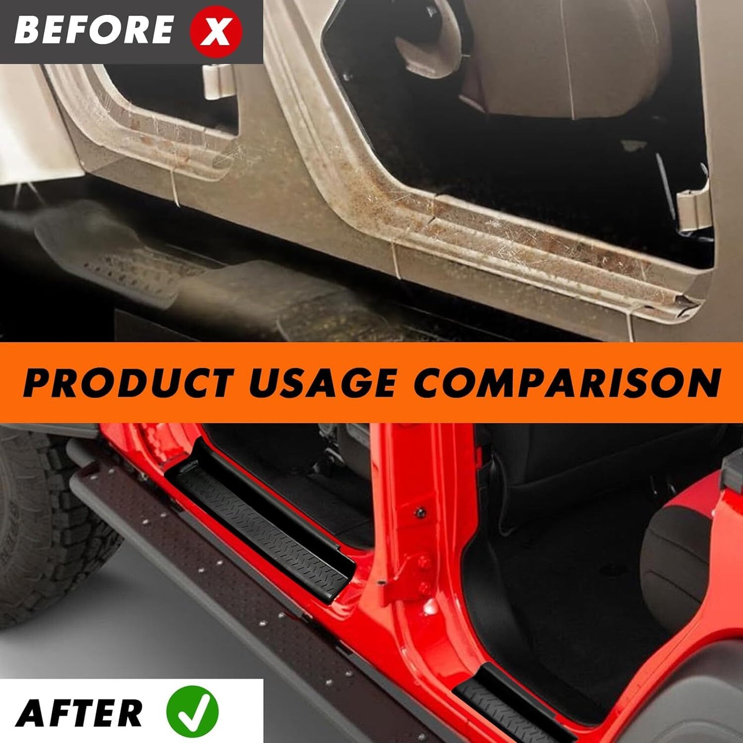 4 for 2007-2017 for Jeep for Wrangler JK Door Sill Threshold Plate Covers Entry Guards