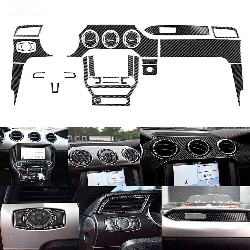 32Pcs Carbon Fiber Full Sets Interior Kit Cover Trim  for ford  for Mustang 2015-2019